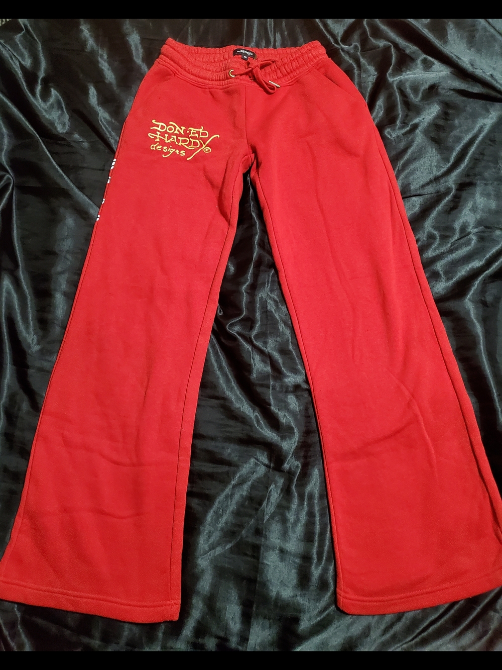 Ed Hardy Red Women Logo Sweatpants with Drawstring